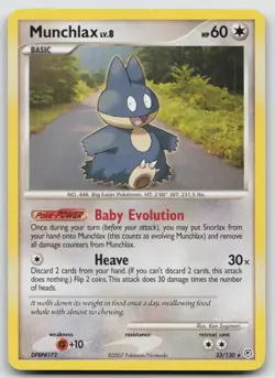 Pokemon Card Munchlax Rare Diamond and Pearl 33/130 - Image 1