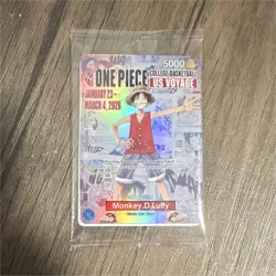 Bandai One Piece CCG Monkey.D.Luffy US Voyage Promo Full Art Holo Card #004 - Image 1