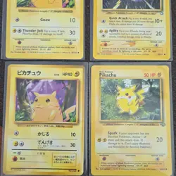 Pokemon TCG Base Set Pikachu 4 Card Lot 1999 Nintendo Wizards of the Coast - Image 1