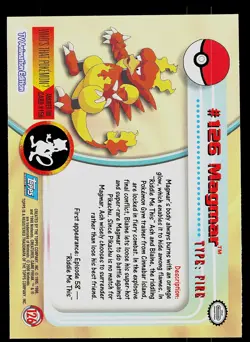 Pokemon Card - Magmar Topps TV Animation Edition 125 Blue Logo - Image 2
