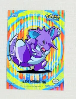 2000 Topps Pokemon TV Nidoking #34 Stick-Ons Sticker 2 of 10 Blue Logo - Image 1