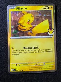 WHOLE SWIRL 🌀💫 NM Pikachu 051/162 30th Anniversary Stamped Pokemon Card - Image 2
