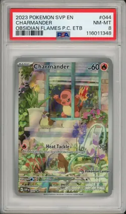 2023 Pokemon Center SVP EN Charmander Obsidian Flames P.C. ETB Promo #044 PSA 8 - Image 1