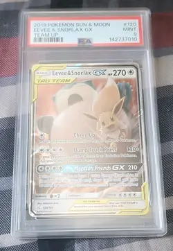 Eevee & Snorlax GX 120/181 Pokemon Sun & Moon Tag Team Up 120 MINT PSA 9 - Image 1