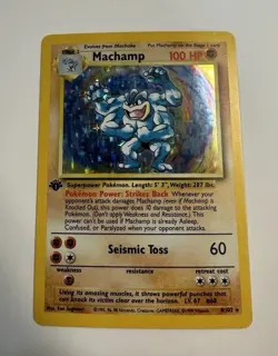 1999 Pokemon Base Set 1st Edition Machamp 8/102 Holo Rare 8/102 Near Mint - Image 1