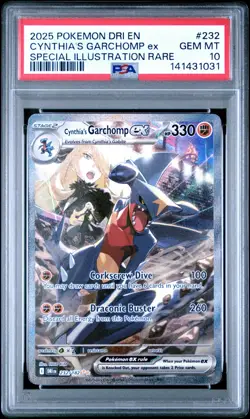 2025 POKEMON DRI EN-SPECIAL ILLUSTRATION RARE #232 CYNTHIA'S GARCHOMP EX PSA 10 - Image 1