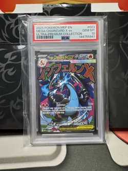 2025 Pokemon Phantasmal Flames MEP Mega Charizard X Ultra Premium PSA 10 - Image 1