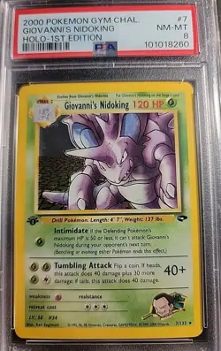 2000 POKEMON GYM CHALLENGE HOLO-1ST EDITION #7 GIOVANNI'S NIDOKING PSA 8 - Image 1