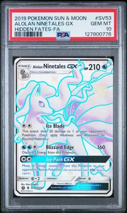 2019 Pokemon Sun & Moon Hidden Fates #SV53 Alolan Ninetales Gx PSA 10 - Image 1
