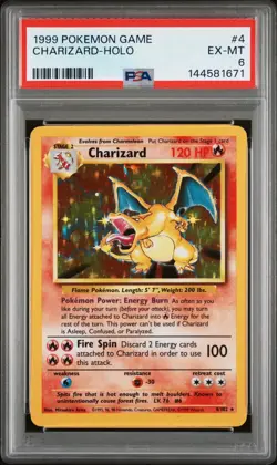 1999 Pokemon Base Set Charizard 004/102 Holo PSA 6 EX-MT WOTC - Image 1