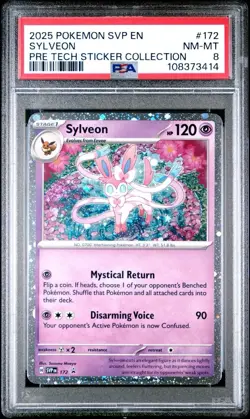 2025 Black Star Promo Prismatic Evolutions Tech Sticker Coll. #172 Sylveon PSA 8 - Image 1