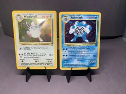 Pokemon TCG Wigglytuff & Poliwrath Base Set 2 Unlimited Holo Rare WOTC VTG LP/MP - Image 1