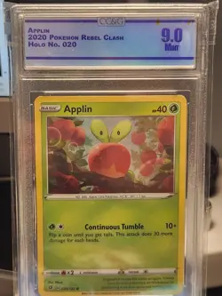 2020 POKEMON REBEL CLASH - APPLIN - REVERSE HOLO 020/192 - CGC 9.0 MINT - Image 1