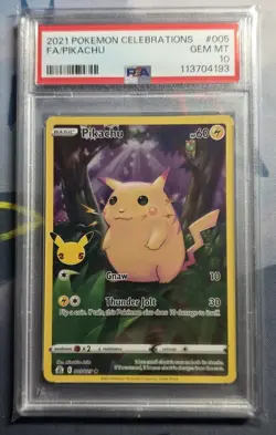 2021 Pokemon Pikachu Celebrations Full Art 005/025 PSA 10 Gem Mint LOW POP - Image 1