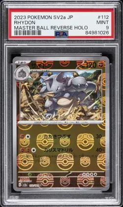 2023 POKEMON JPN SV2A-POKEMON 151 MASTER BALL REVERSE HOLO #112 RHYDON PSA 9 - Image 1