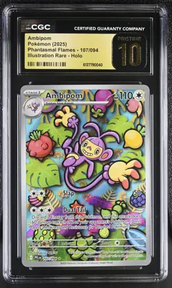 Pokemon Ambipom 107/094 Illustration Rare Phantasmal Flames - CGC 10 PRISTINE - Image 1