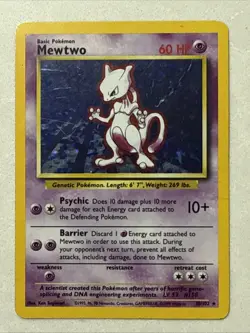 Pokemon TCG Mewtwo Base Set Holo Rare Card 10/102 MP Condition - Image 1