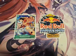 Red Bull X One Piece Card Game Double Don!! Luffy Promo + Sticker Only - Image 1