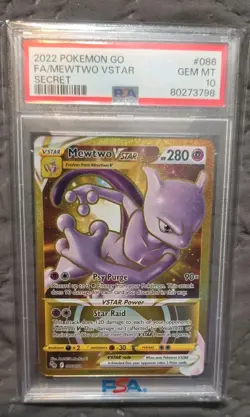 POKEMON CARD MEWTWO VSTAR SECRET RARE 86 POKEMON GO #86 GRADED PSA 10 GEM MINT - Image 1