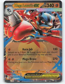 Mega Lucario ex #077/132 ME01: Mega Evolution Pokemon Card - Image 1