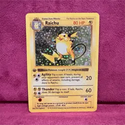 Pokemon Raichu Base Set Holo Rare 14/102 80 HP Stage 1 English *Fan art card* - Image 1