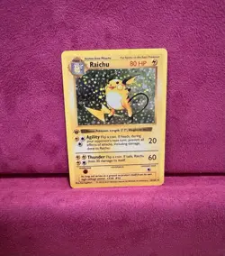 Pokemon Raichu Base Set Holo Rare 14/102 80 HP Stage 1 English *Fan art card* - Image 2