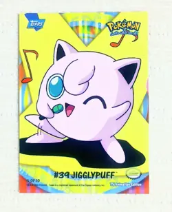 OFFICIAL POKEMON CARD TOPPS #EP39 JIGGLYPUFF Tv Animation Series Sticker Card - Image 1