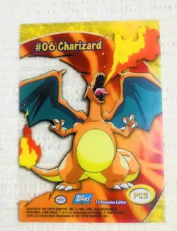 Topps Pokemon 2000 Charizard #06 Clear Card PC3 TV Animation Edition Blue Label - Image 3