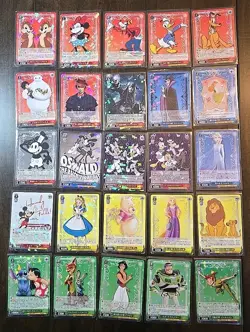 Disney 100 Weiss Schwarz Rainbow Holo 25 Card Lot - Mickey Mouse Elsa Rapunzel + - Image 1