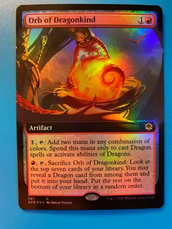 MTG 1x EXTENDED ART FOIL Orb of Dragonkind 381 Adventures of the Forgotten x1 NM - Image 1