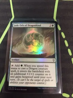 MTG Magic The Gathering Jade Orb Of Dragonkind Foil Artifact Green Dragon - Image 1