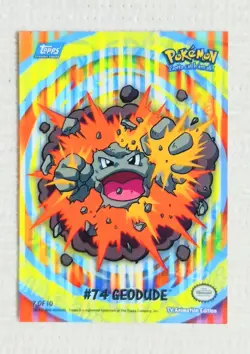 2000 Topps Pokemon TV Animation Geodude #74 Stick-Ons Sticker 7 of 10 - Image 1