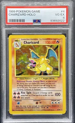 1999 POKEMON BASE SET UNLIMITED #4 CHARIZARD HOLO GRADED PSA 4 VG-EX ICONIC CARD - Image 1