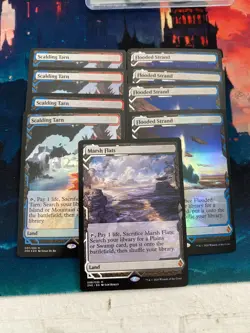 MTG Zendikar Rising Expeditions Scalding Tarn x 4, One Foil + Flooded & Flats - Image 1