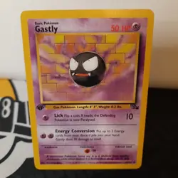 Pokemon Card Fossil 1st Edition Gastly 33/62 Regular Uncommon - Image 1