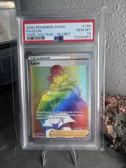 2020 POKEMON SWSH VIVID VOLTAGE #195 FA LEON PSA 10 GEM MINT - Image 2