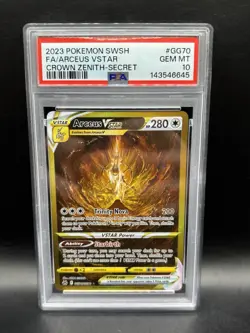Arceus Vstar GG70/GG70 Crown Zenith Secret Rare Gold Pokemon PSA 10 GEM MINT - Image 1