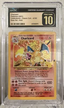 Pokemon Charizard 2021 Celebrations #4 Pristine 10 *Holo Bleed* - Image 1