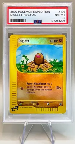 Pokemon Diglett #106/165 Reverse Holo - 2002 Expedition Base Set - PSA 8 NM-MT! - Image 1