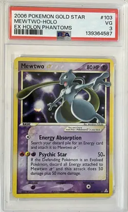 2006 POKEMON EX HOLON PHANTOMS GOLD STAR #103 MEWTWO-HOLO PSA 3 🔥 - Image 1