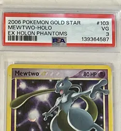 2006 POKEMON EX HOLON PHANTOMS GOLD STAR #103 MEWTWO-HOLO PSA 3 🔥 - Image 2