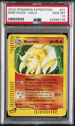 2002 POKEMON EXPEDITION #21 NINETALES-HOLO PSA 10 - Image 1