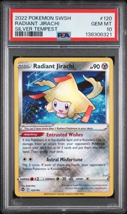 Pokemon TCG - RADIANT JIRACHI -120/195 -Silver Tempest ✨ Radiant Rare -PSA 10! - Image 1
