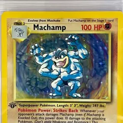 NINTENDO Pokemon 1999 Machamp Base Set- 1st Edition 8/102 Holo CGC NM Mint 8 - Image 5