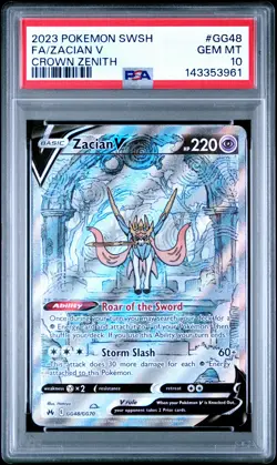 2023 POKEMON SWORD & SHIELD CROWN ZENITH #GG48 FULL ART/ZACIAN V PSA 10 - Image 1