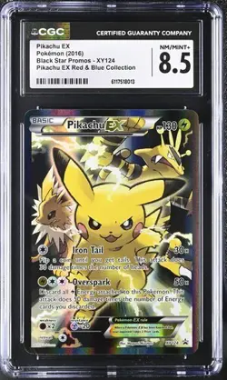 POKEMON XY RED & BLUE COLLECTION BLACK STAR PIKACHU EX XY124 CGC 8.5 - Image 1