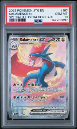 2025 POKEMON JTG EN-JOURNEY TOGETHER #187 SALAMENCE EX PSA 10 - Image 1