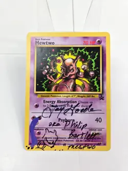 Pokemon Mewtwo WOTC Promo - Signed & Sketched by Jay Goede "Philip Bartlett" - Image 1