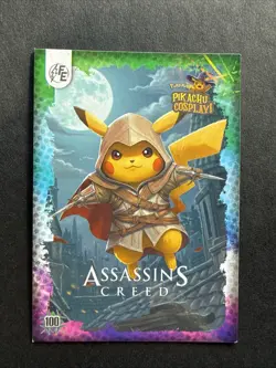 Assassins Creed (Pikachu) #100 - Galaxy Holo - Electric Pikachu Cosplay Pokemon - Image 1