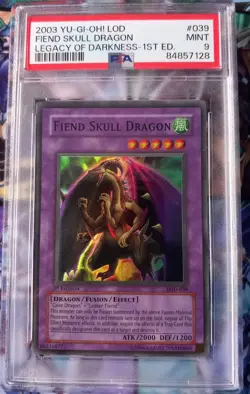 PSA 9 Yugioh Fiend Skull Dragon LOD-039 1st Edition Super Rare - Image 1